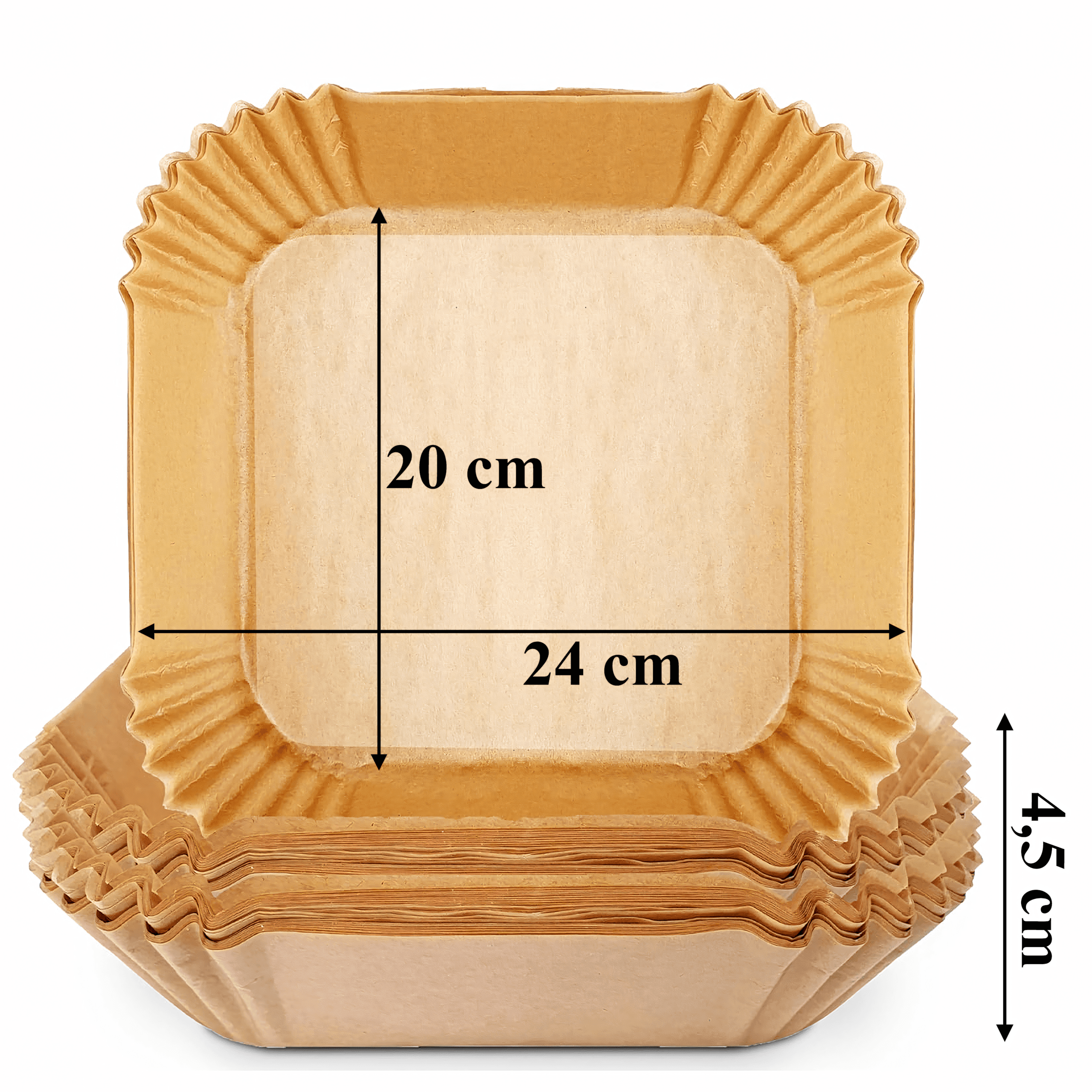 Wkłady papierowe do frytkownicy beztłuszczowej (Air Fryer) 20x20 cm – zestaw 100 sztuk
